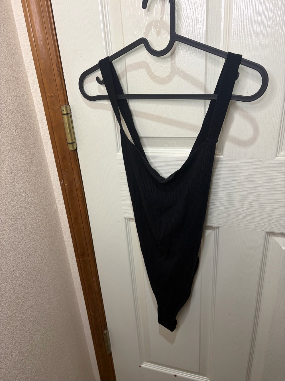 Reformation Black Ribbed Bandeau Bodysuit